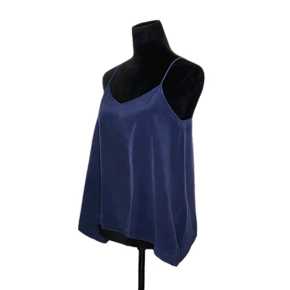 Lilly Pulitzer Fleur Silk Cami Top Navy Blue V-Neck Racerback Women's Size Small - Picture 3 of 9